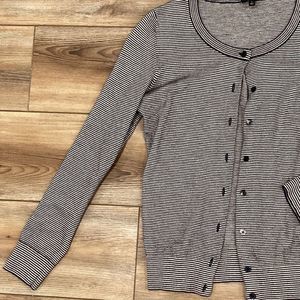 Talbots Black and White Metallic Striped Cardigan Size Small